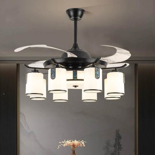 全铜客厅隐形风扇灯新中式厅吊扇灯家用灯智能餐风吊电909扇灯扇