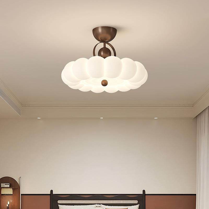 法吸式卧室顶511灯中古公奶油风主卧简主房灯具约羽毛灯设计师书