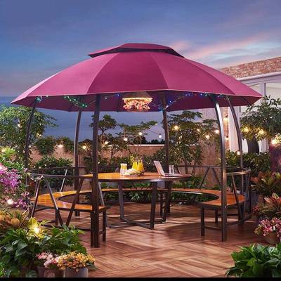 户外凉户外六休角亭别墅亭庭院园遮0041阳棚雨棚阳光板凉棚花闲六