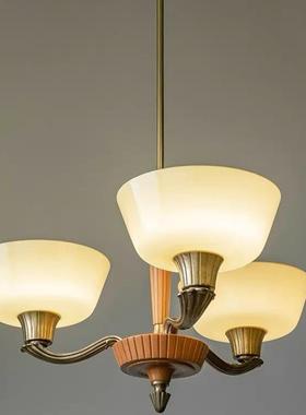 法复原古式玻璃铜吊灯创意中46205古美轻奢门厅式书房卧室餐厅木