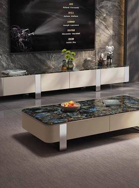 天然大家石茶几电视柜组理合意式轻奢用茶桌极简厅客茶几UYW2025