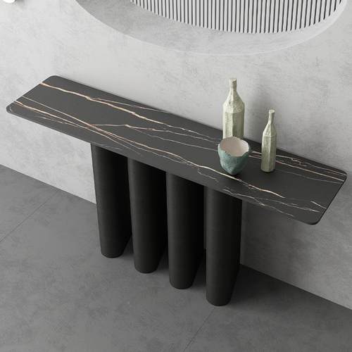 轻门现代简约奢大石岩板玄关桌条案418入户厅玄关理柜端景台靠墙