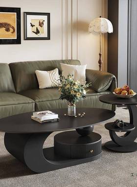 岩奶油风茶几2客板厅025新款轻奢小感户型简约现代组UWB合茶几桌