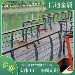 景观纹转印护木栏RZJ复古防腐栏杆扶手管栈木道栏杆河道护栏厂家