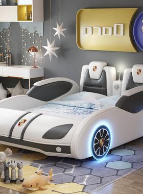 卡通儿童床男实童汽20230730床蓝色1米创意木床男孩单人车床人赛