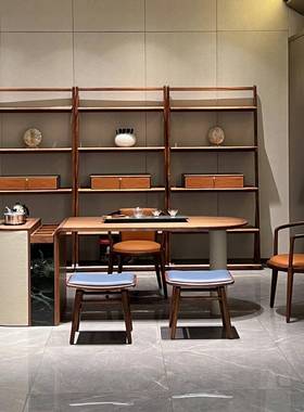 阳台茶桌椅组合新中式简约胡桃茶桌小木户型F77877J7家用客黑室厅