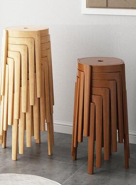 全实凳木子家可摞叠用餐桌凳高凳子蜡木板凳REQ艺术白大师设计小