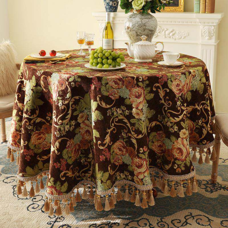 圆桌桌布轻奢美式大桌圆形家用新茶几布HYtetwer感欧式2025款餐布