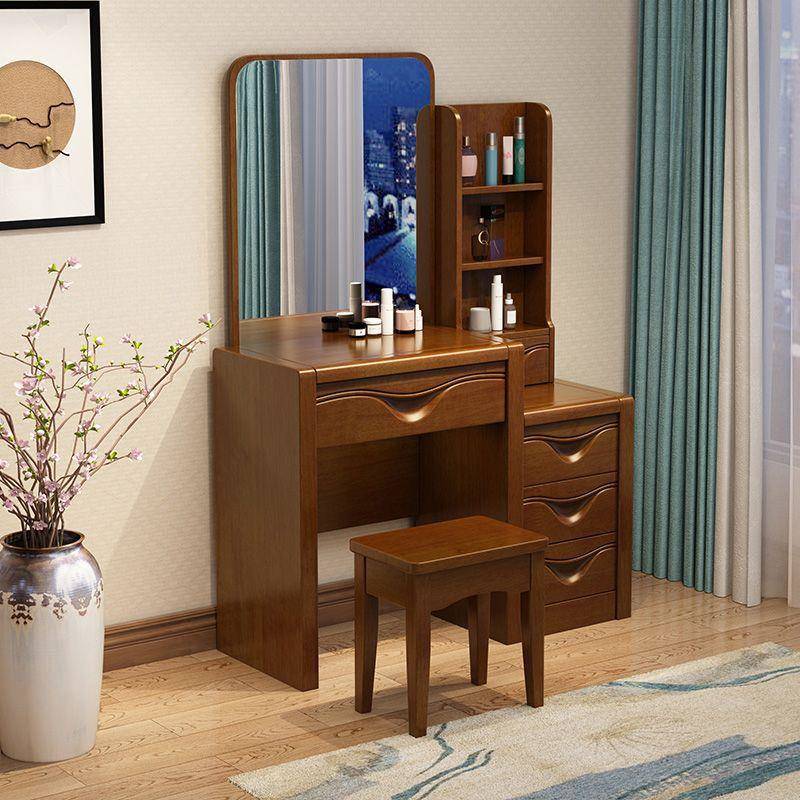 全实nHykEyms木梳妆收纳型柜中式化妆迷桌你多台功能实用伸缩网红