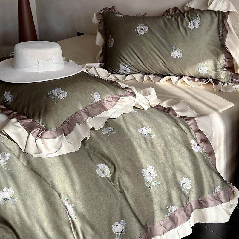 Y88888式复古棉风100法支长绒澳棉床单全四件套夏洛纯棉棉印花被