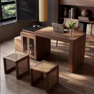 家用移伸缩旋转可餐折叠岩板茶桌桌椅组动NCA合一体小户型茶台边