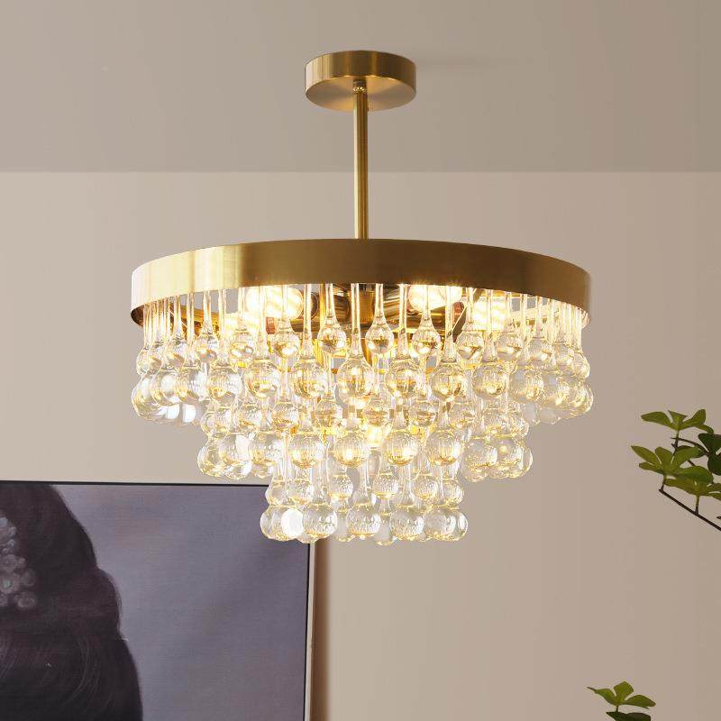 A2552现代法轻水晶玻璃吊灯圆形温馨卧室约简创意餐式厅大奢气客,家装灯饰光源,智能吊灯,淘宝优惠券,粉丝福利购,淘宝优惠卷