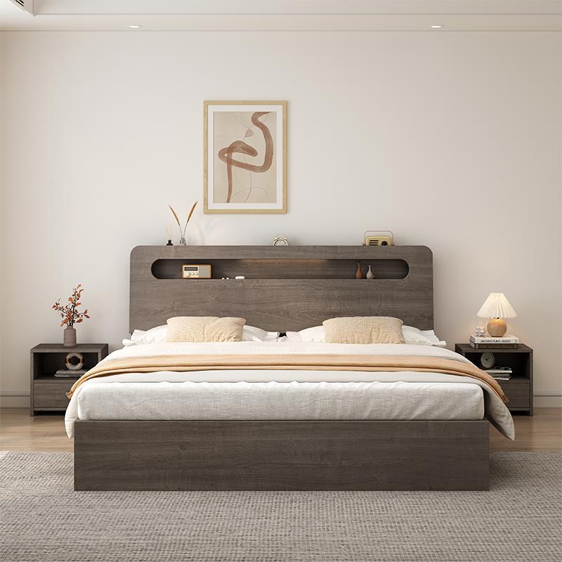 床实木床卧1米8代双床出主租房用简约现F78STS5T人1.5m储物大床单