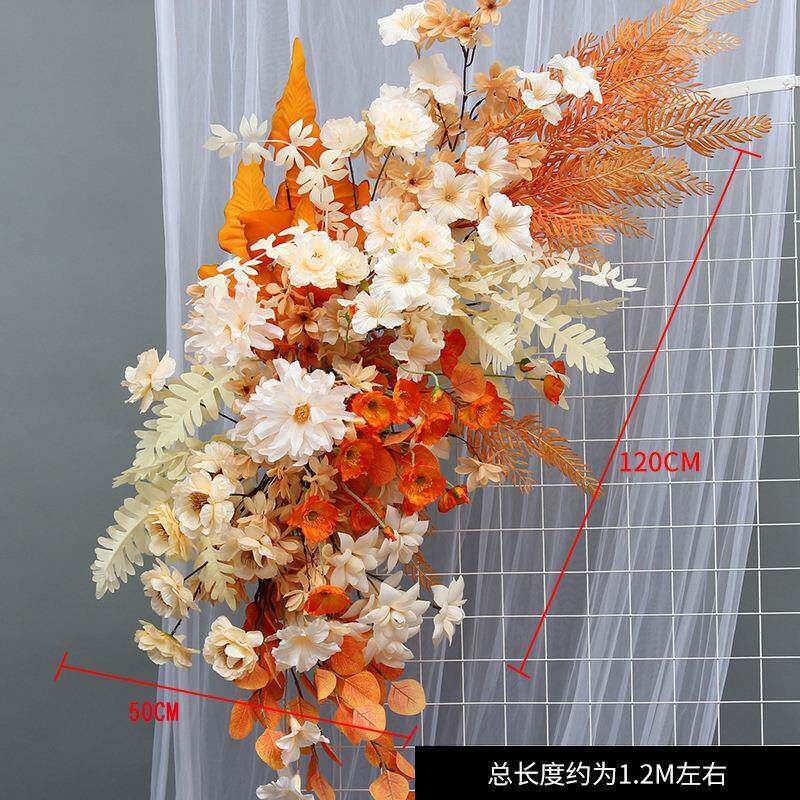婚庆U型挂花屏风花艺蓝色仿真花婚礼装饰花排成品花艺拱门挂花