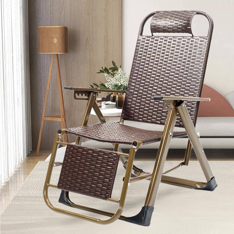 6R藤编夏凉椅躺椅折叠午休藤靠椅休午睡阳台F76MSS56家用老人椅闲