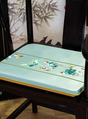 新式椅垫酒店茶VVQ楼茶样板间餐椅茶椅垫缎馆面滑刺绣防可拆中洗