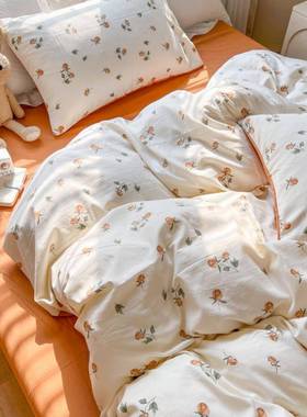 BF77MHSJ6水K9K洗棉麻小碎花床上四件床单被床笠学套生宿舍套三件