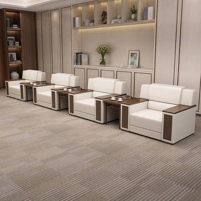 办公沙室发待无现代简约单人位办公会客导洽领谈沙发茶几接套装组
