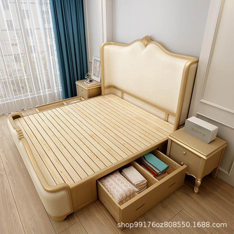 美轻奢实木床法式床宫廷奢华复古绒布婚床欧式双人现代87109式约,住宅家具,实木床,淘宝优惠券,粉丝福利购,淘宝优惠卷