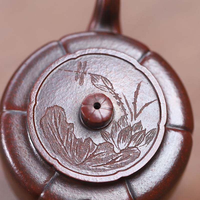 102136梅宜兴紫砂壶密高温烧龙文血砂花周盘梅茶中式具厂家