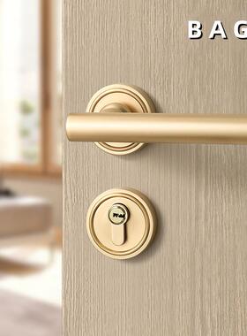 BAG门B磁门房门锁室内A7圆黑灰色卧静音磁室力分体锁家用简吸约把