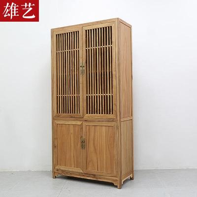 榆木书柜架黑胡桃实书饰木简约现代新中018式客厅多功能老装储置