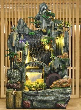假山流水喷泉风落水鱼池轮缸景观客厅玄关阳TB-62651台园庭院地摆