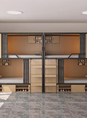 约太空舱上下宿床职民工HD-06舍高低双层床简青旅宿钢木结合铁艺