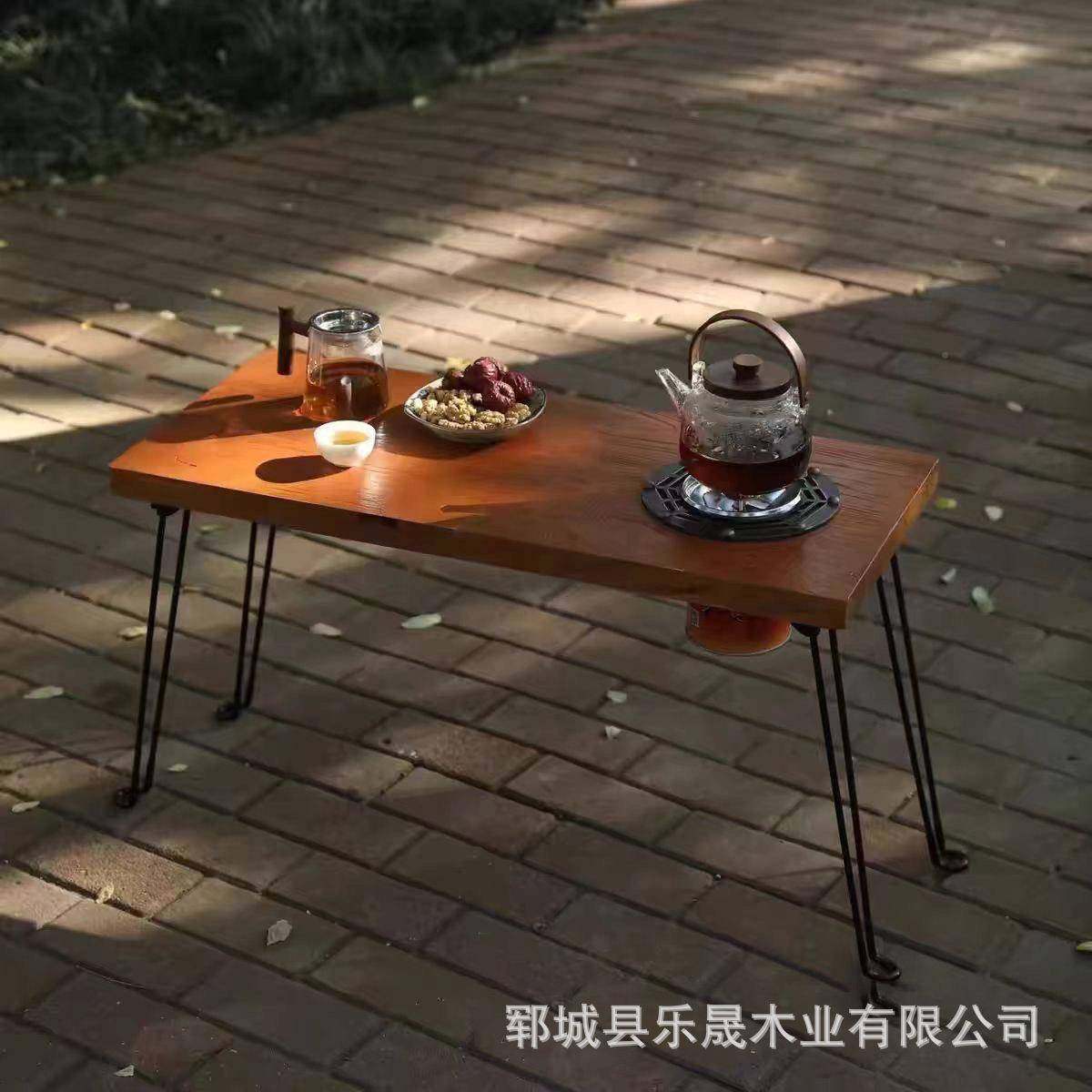 老外榆中木围炉煮NQO茶桌实长方形喝茶桌户阳台桌烧烤火木炉桌式