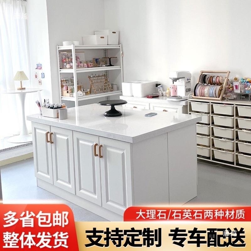 烘焙大理石石英石实木工作作蛋糕甜品厨房操台台岛中NGH台边柜
