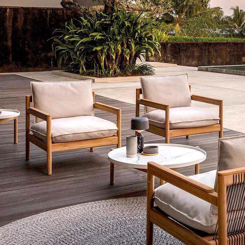 户外柚木沙发庭室外露无品牌/台沙别发茶几花园院闲椅子墅实木休