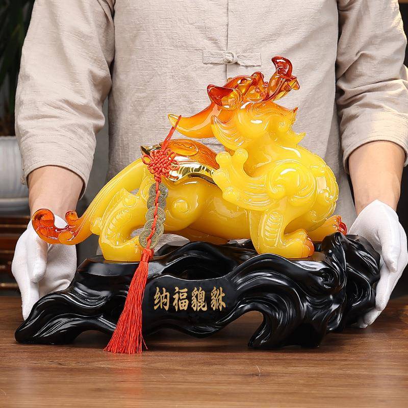 貔貅摆件工一对公母大号家用客厅酒柜公室皮网红一件丘风工水装饰