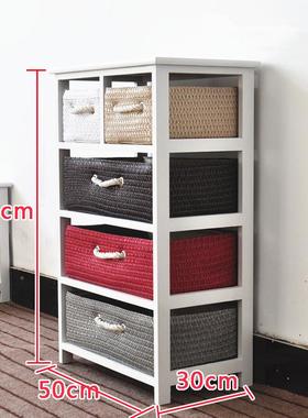 韩式园古收实纳柜迷你白色木储1466物柜藤编电视柜简约复客田厅柜