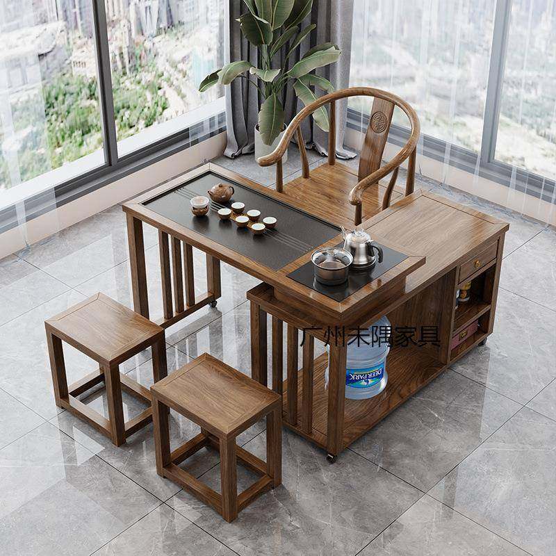 实木桌茶茶整桌旋转阳台新中台茶式小户型泡茶KDR台移动茶桌一体,商业/办公家具,茶台/茶桌,淘宝优惠券,粉丝福利购,淘宝优惠卷