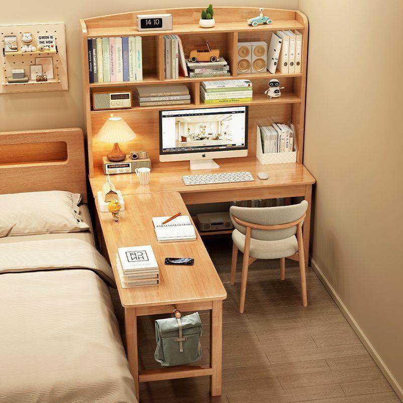 架实木转角书桌书一体桌卧脑室L型半组包750围电桌书柜合写字学习