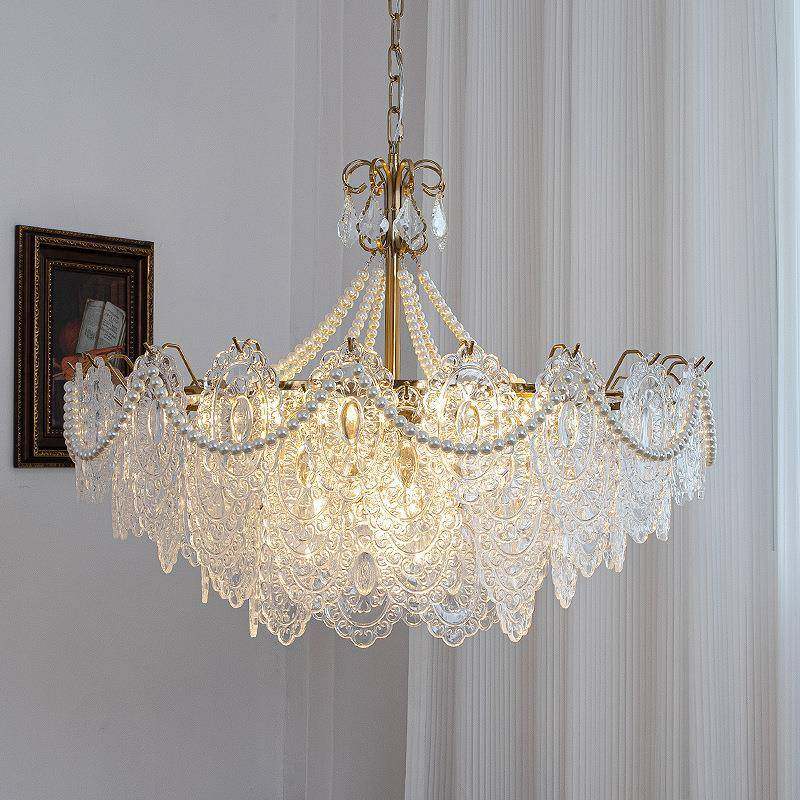 经法典式复古全客957璃厅玻璃吊灯玻水晶珍珠餐厅吊灯光谱卧室吊,家装灯饰光源,智能吊灯,淘宝优惠券,粉丝福利购,淘宝优惠卷
