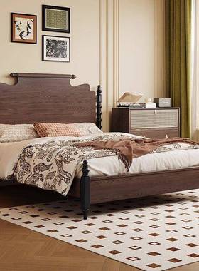 法式复古白腊木实木5床18米双人床1.米美式UDH轻奢主室卧中古风.