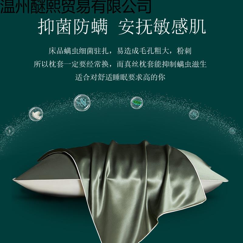 家枕套蚕桑丝枕套丝绸枕巾醚厂家直单双人舍庭用丝滑枕宿头套