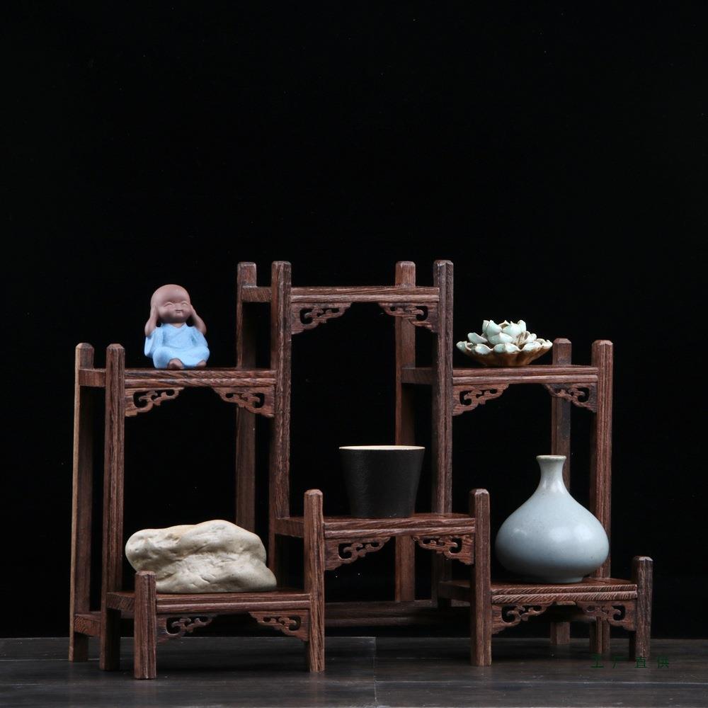 博小古架实木多宝架985底座紫砂壶茶壶架子中式多宝阁鸡展翅木示