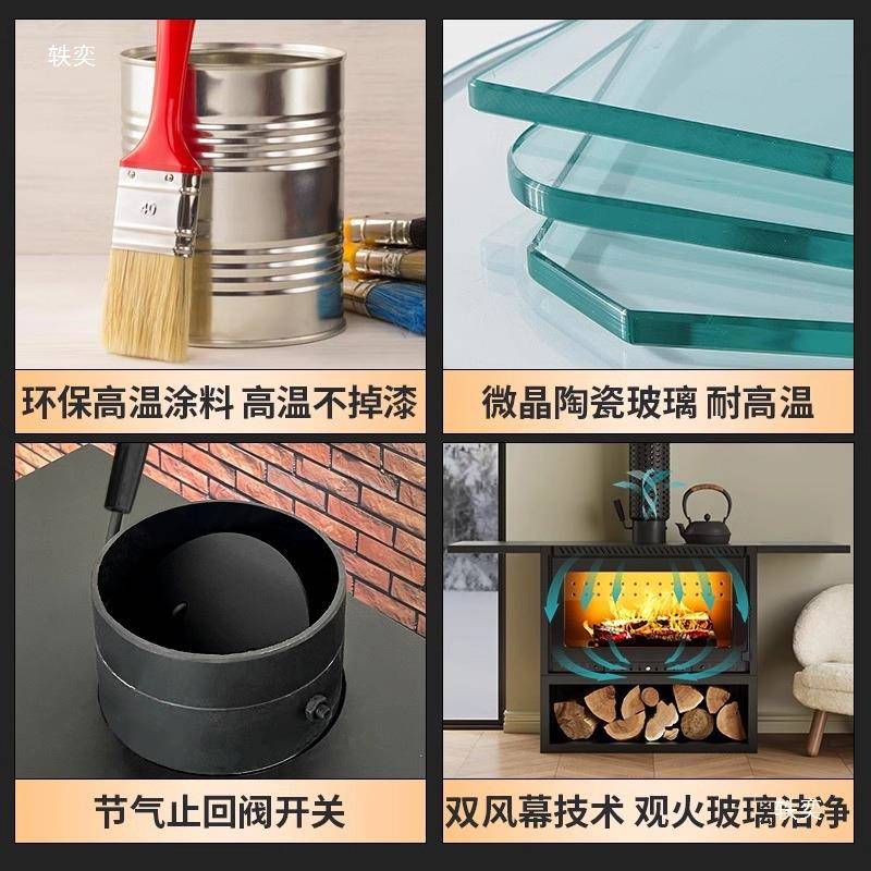 真火炉燃烤柴家用室内欧式别墅壁民宿农村80装木饰铸铁火柴火取暖