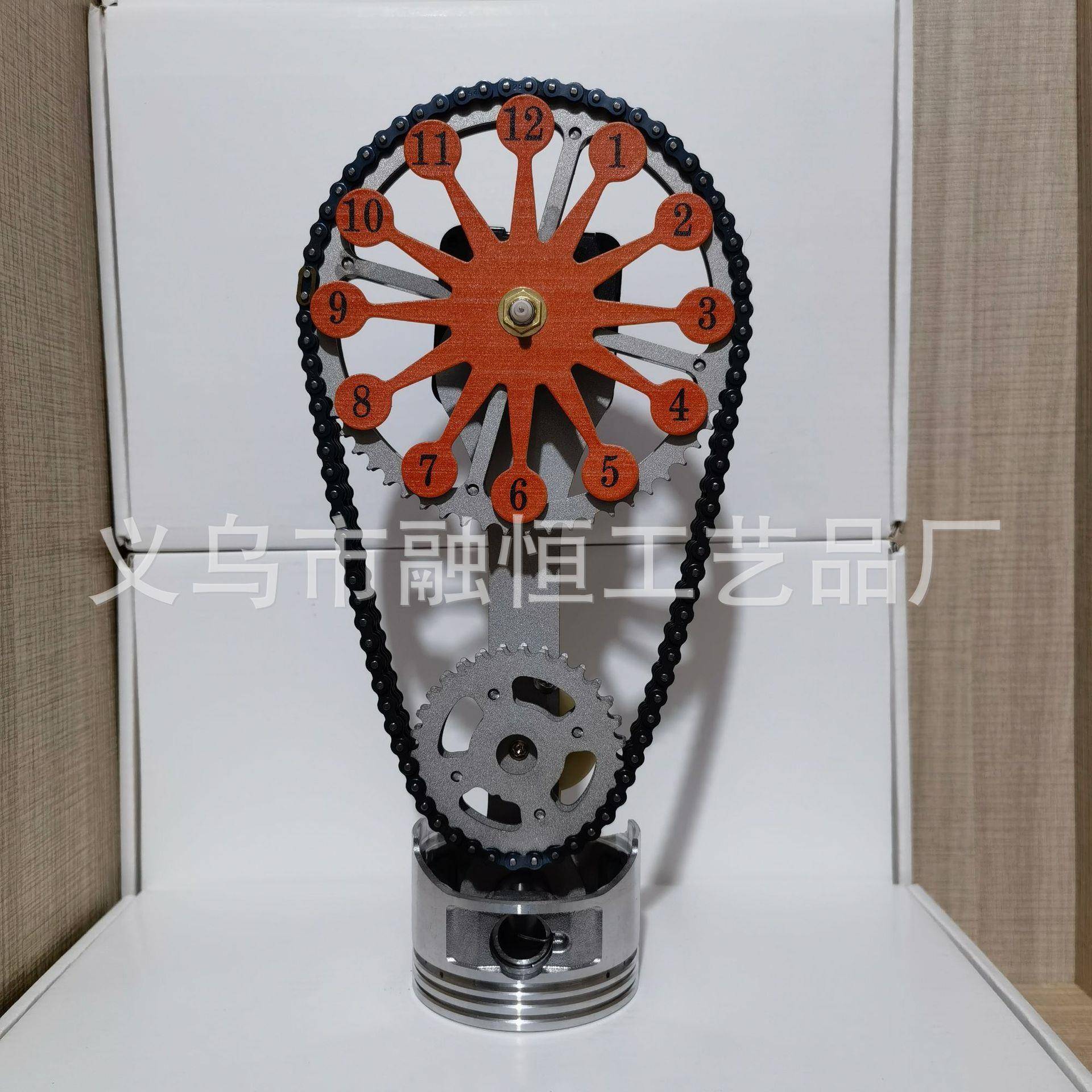跨境新款欧饰美001钟个性齿创意装台钟复古座时钟工艺品摆件链条