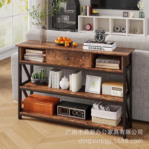 控制台桌带抽质屉架口桌3层储物架工入业DX6木走廊沙发桌跨境