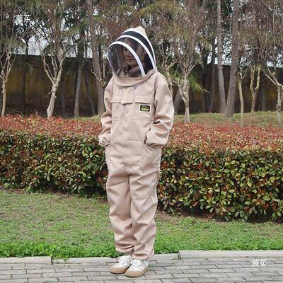 加厚体防蜂衣可拆HTA蜂连帽面高清罩养蜜蜂衣服全套防蜂服蚊透气