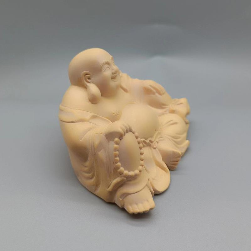 大叶黄杨木雕刻念珠弥勒款摆件×规格8XM大叶黄0房60×0家居书客5