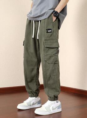 工装裤男款秋宽长松大码青少年学加肥加大哈JYF-K501生伦裤子男生