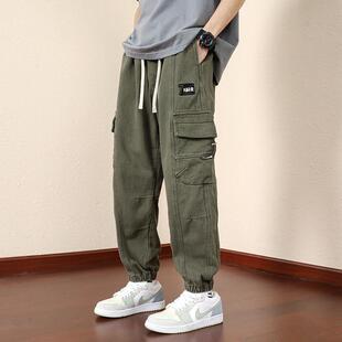 工装裤男款秋宽长松大码青少年学加肥加大哈JYF-K501生伦裤子男生