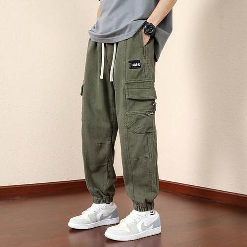 工装裤男款秋宽长松大码青少年学加肥加大哈JYF-K501生伦裤子男生