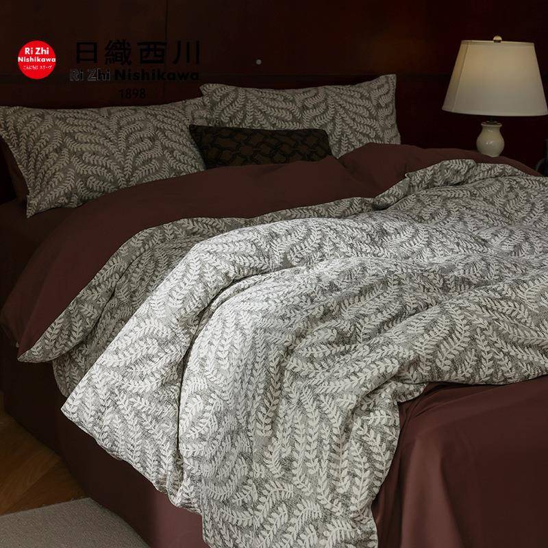 色AL740324轻支奢复古100全棉磨毛床上四件套加厚织提花套床单春