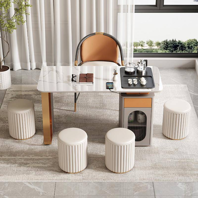 轻奢室岩组板茶桌t6739137椅小茶台办公家用现代阳台书桌合用两烧