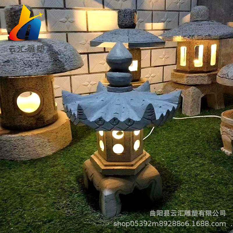 石雕仿古做旧青石石灯笼户灯外坪日草式GOW庭院石石塔地灯雕塑摆